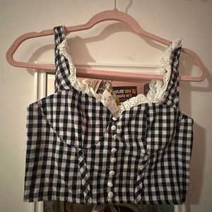 Cider Black and White Checkered Top